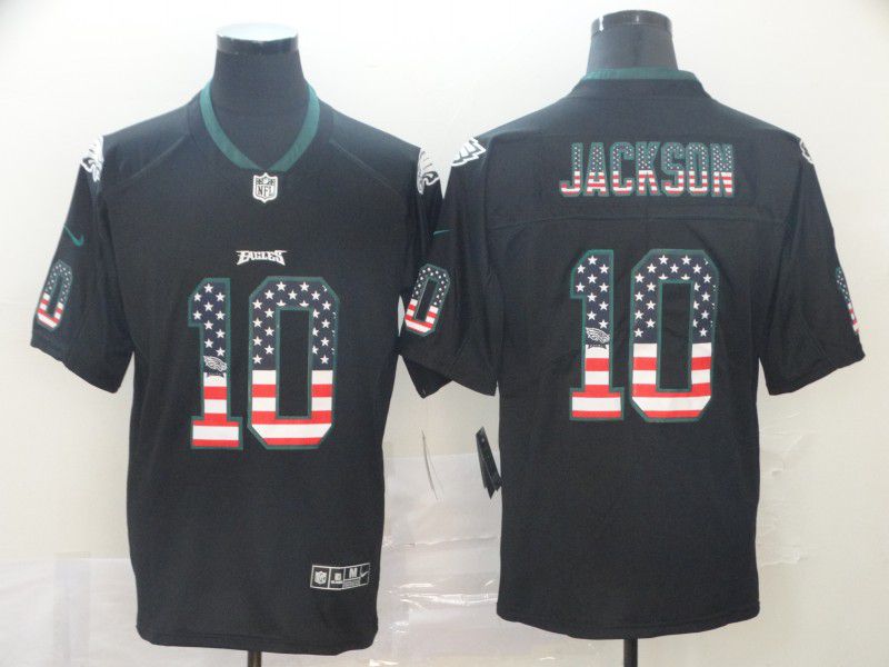 Men Philadelphia Eagles #10 Jackson Nike USA Flag Fashion Black Color Rush Limited Jersey